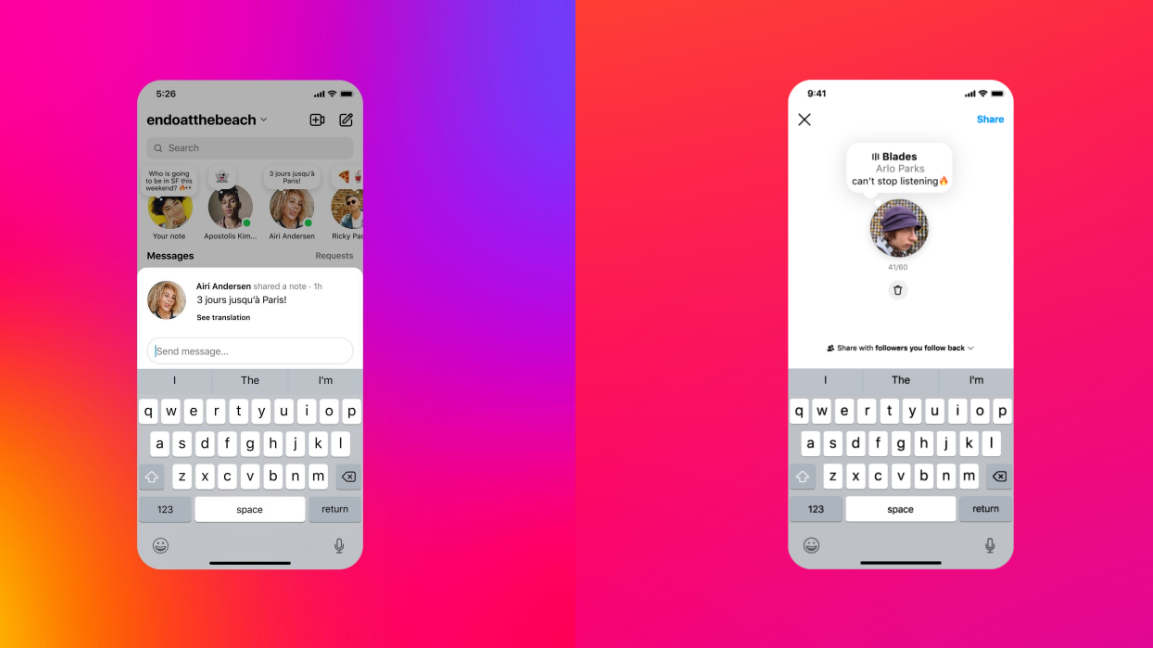 how to add music to your Instagram notes