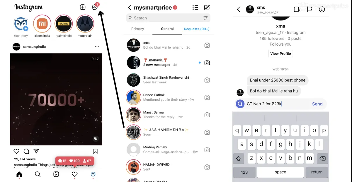 How to reply to a message on Instagram on Android
